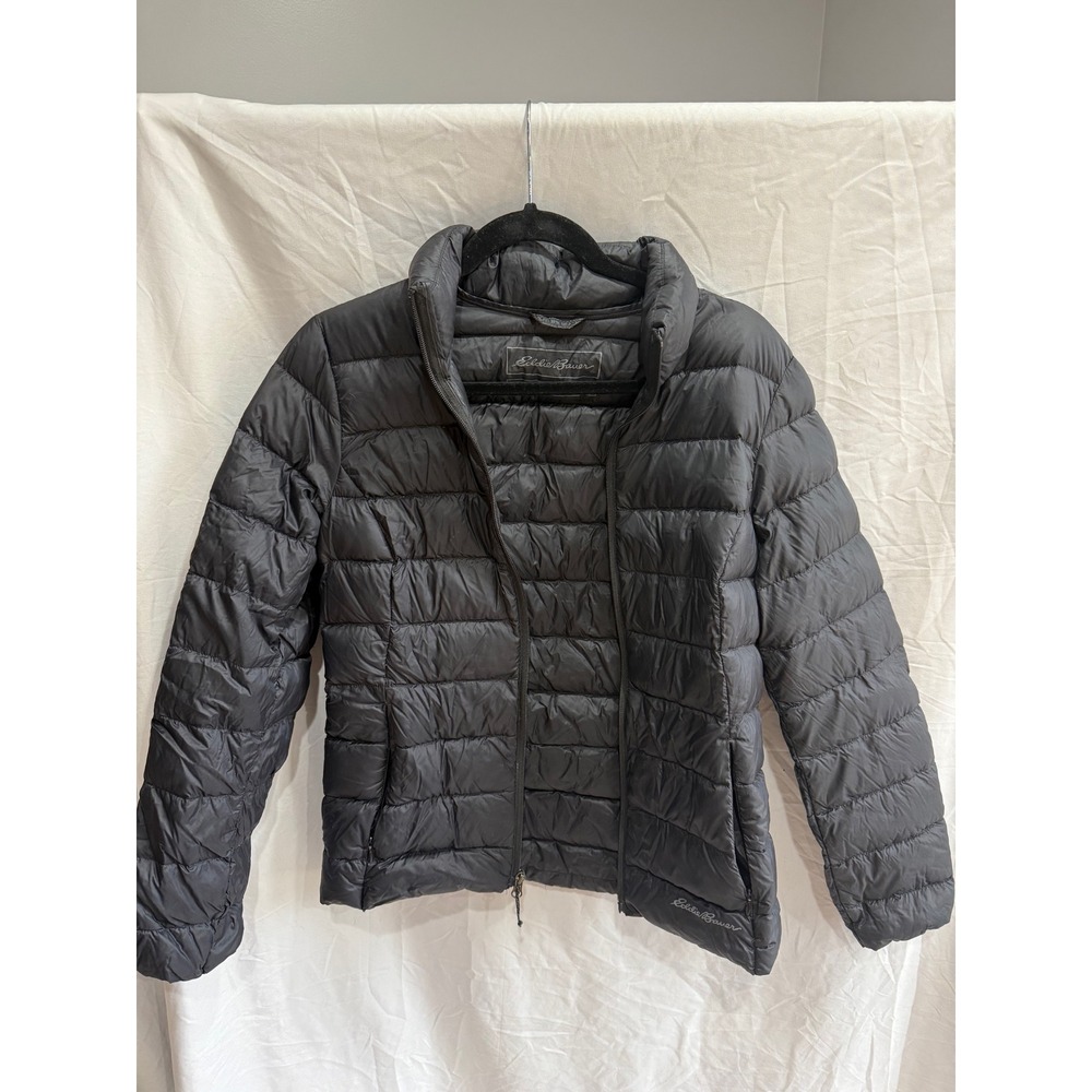 Eddie Bauer Black Down Puffer Jacket Light Packable Winter XS
